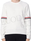 Men's Milan Stitch Armband Crew Neck Knit Top White - THOM BROWNE - BALAAN 7