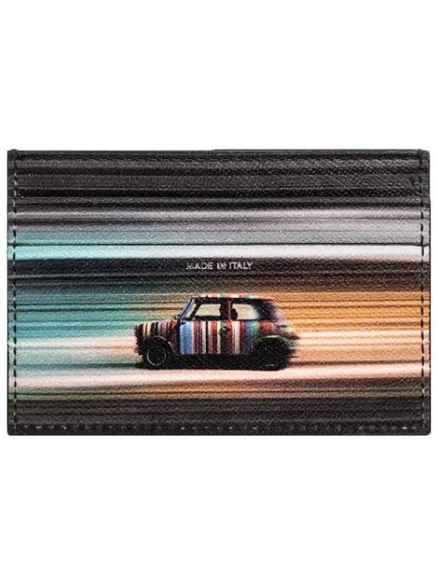 Men's Car Print Leather Card Wallet Black - PAUL SMITH - BALAAN 2