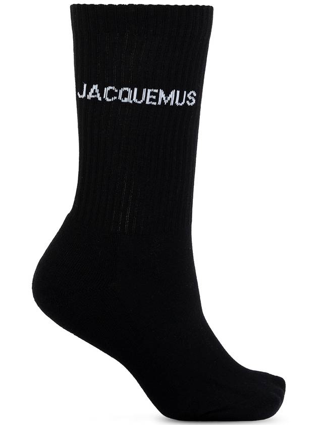 Les Chaussettes Ribbed Crew Socks Black - JACQUEMUS - BALAAN 2