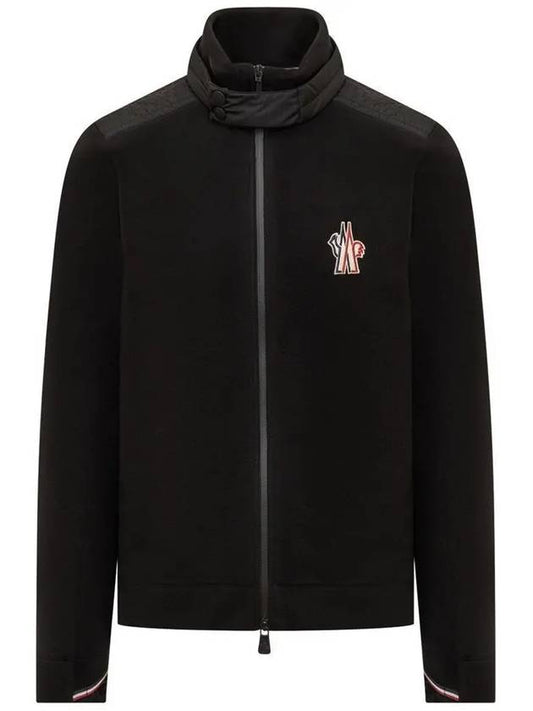 Logo Patch Fleece Zip-Up Jacket Black - MONCLER - BALAAN 2