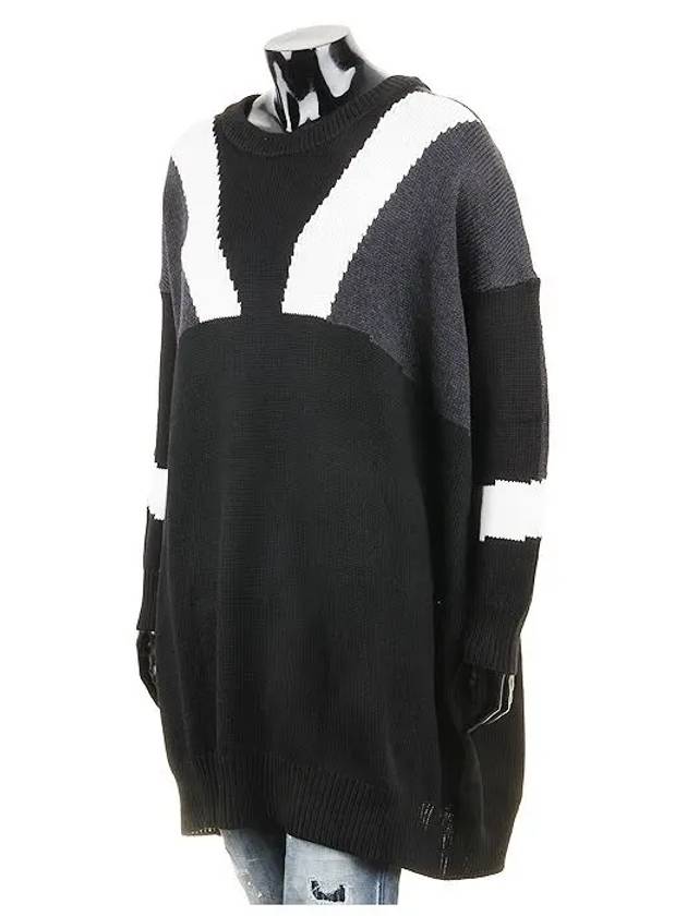 Women's Maxi Wool Sweater Black NMA377V B624C - NEIL BARRETT - BALAAN 5