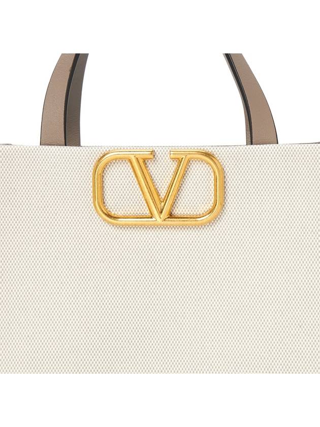 Signature V Logo Bicolor Tote Bag Grey - VALENTINO - BALAAN 9