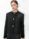 Curling Wool Round Neck Black JacketCurling Wool BK JK - DAMAGE MNEMONIC - BALAAN 1