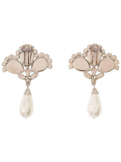 Silver-Colored Clip-On Crystal Earrings With Pendant Pearl In Hypoallergenic Brass Woman - ALESSANDRA RICH - BALAAN 2