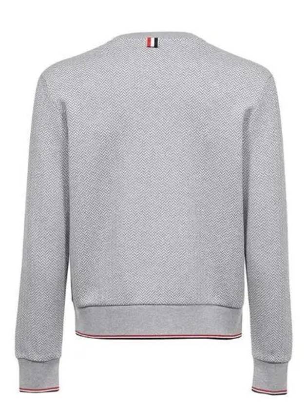 Men's Trimmed Herringbone Cotton Sweatshirt Grey - THOM BROWNE - BALAAN 4