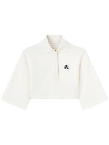 PA monogram cropped polo top - PALM ANGELS - BALAAN 1