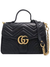 Women s Gucci 498110 Black Matelasse Chevron Gold Chain GG Marmont Top Handle Small 2WAY gt bag Gangbuk used luxury goods - GUCCI - BALAAN 2