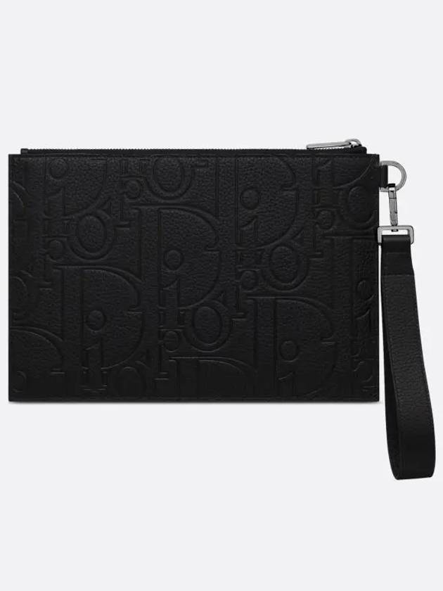 A5 Gravity Leather Grain Calfskin Pouch Bag Black - DIOR - BALAAN 3