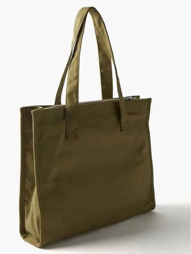 Maison Kitsune Logo Print Cotton Canvas Top Handle Tote Bag Green - MAISON KITSUNE - BALAAN 4