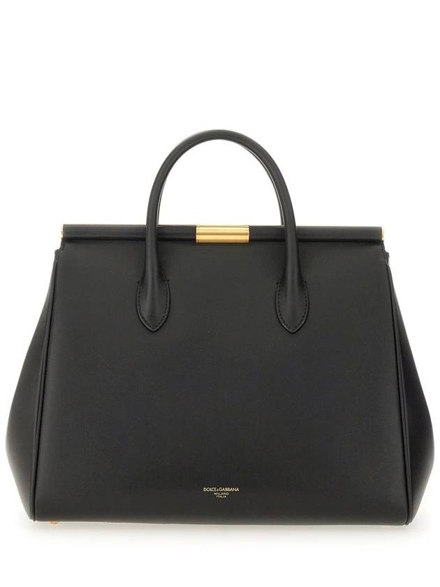 'Marlene' Black Handbag With Padlock Detail And Logo Embossed On The Back In Leather Woman - DOLCE&GABBANA - BALAAN 3