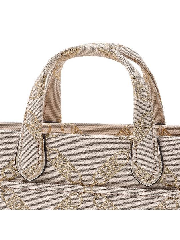 Gigi Small Metallic Empire Logo Jacquard Tote Bag Pale Gold Natural - MICHAEL KORS - BALAAN 9