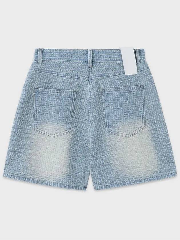 Damaged Striped Denim Short Light Blue - NOIRER FOR WOMEN - BALAAN 4