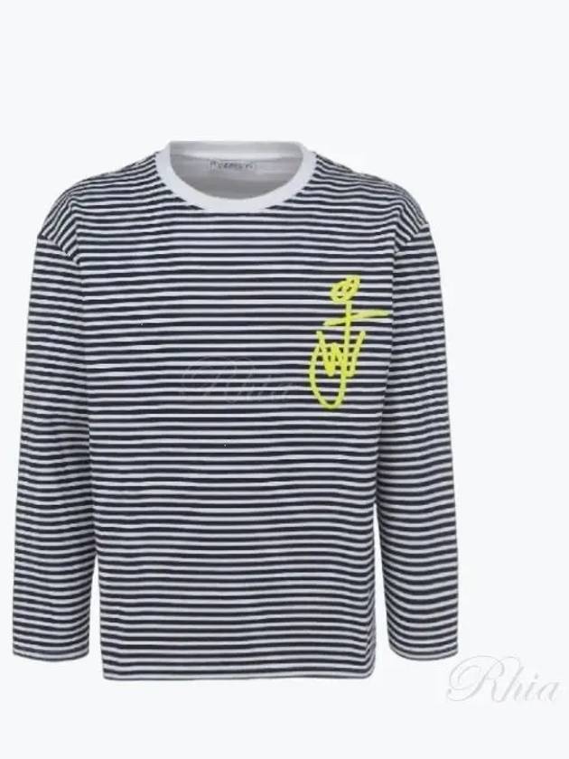 Anchor Logo Striped Long Sleeve T-shirt Grey - JW ANDERSON - BALAAN 2