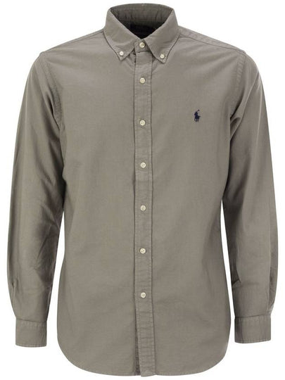 Men's Garment Dyed Oxford Long Sleeve Shirt Perfect Gray - POLO RALPH LAUREN - BALAAN 2