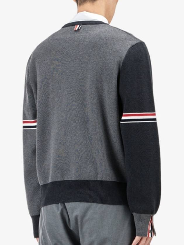 RWB Striped Crew Neck Knit Top Grey - THOM BROWNE - BALAAN 4