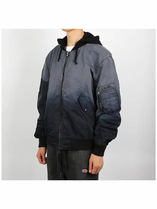 Nylon Satin Bomber Jacket Blue - DIESEL - BALAAN 3