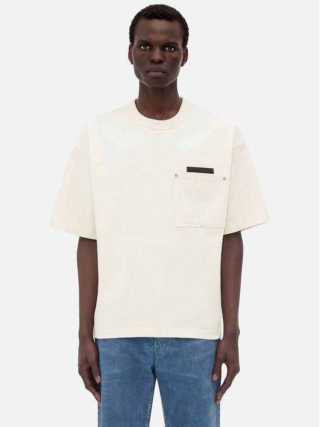 Leather Detailing Short Sleeve T-Shirt Ivory - BOTTEGA VENETA - BALAAN 5