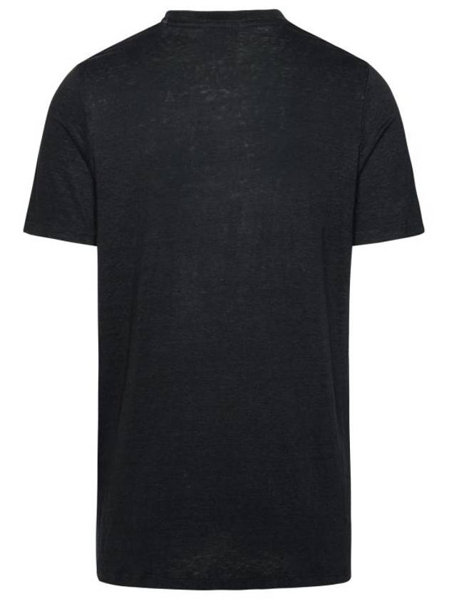 Karman Logo Print Linen Short Sleeve T-Shirt Black - ISABEL MARANT - BALAAN 4