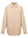 Linen Logo Long Sleeve Shirt Beige - ACNE STUDIOS - BALAAN.