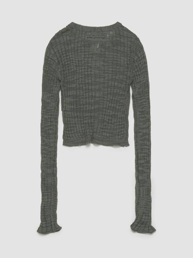 Wide Rib  Semi-Sheer Cardigan Seagrass Green - ACNE STUDIOS - BALAAN 3