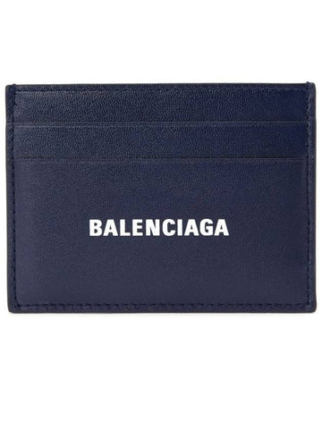 Logo Print Card Wallet Navy - BALENCIAGA - BALAAN 1