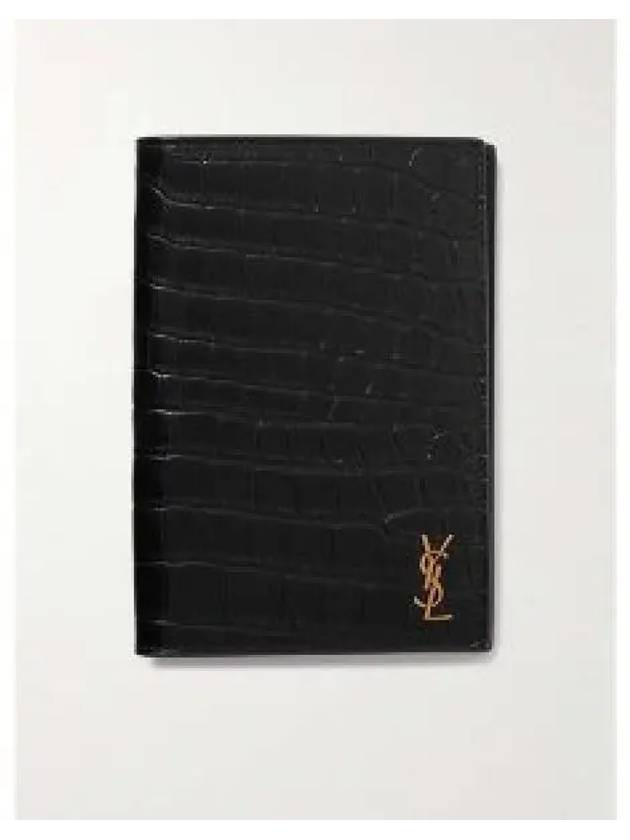 Monogram Crocodile Card Passport Wallet Black - SAINT LAURENT - BALAAN 2