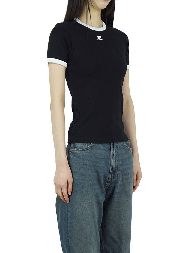 Bumpy Contrast Re-Edition Short Sleeve T-Shirt Black - COURREGES - BALAAN 6