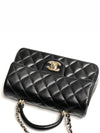 Gold Hardware Top Handle Mini Lambskin Flap Cross Bag Black - CHANEL - BALAAN 6