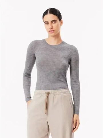 Women s slim fit ribbed crew neck sweater AF2576 54N CCA domestic product GQ2N24091078942 - LACOSTE - BALAAN 1