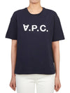 Logo Print Crew Neck Short Sleeve T-Shirt Navy - A.P.C. - BALAAN 2