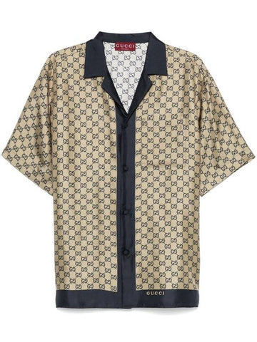 Gucci `Disco` Bowling Shirt `Gg Border` - GUCCI - BALAAN 1