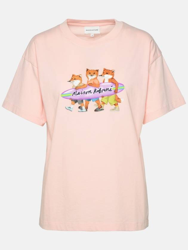 Surfing Foxes Short Sleeve T-shirt Milkshake - MAISON KITSUNE - BALAAN 2