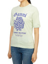 Flower Logo Cotton Short Sleeve T-Shirt Light Mint - GANNI - BALAAN 3