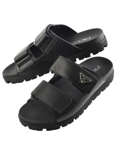 Plaque leather slides - PRADA - BALAAN 1