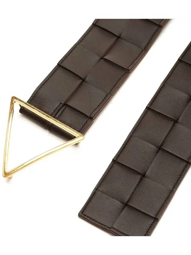 Intrecciato Triangle Buckle Leather Belt Brown - BOTTEGA VENETA - BALAAN 4