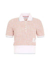 Checked Tweed Shrunken Short Sleeve Polo Pink - THOM BROWNE - BALAAN 2