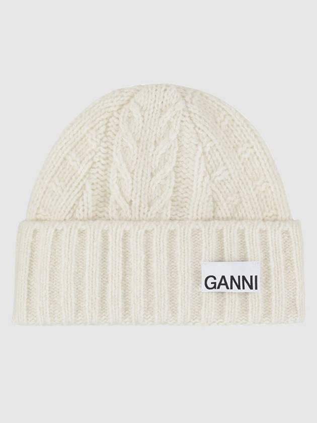 Logo Wool Twist Beanie Women s - GANNI - BALAAN 1