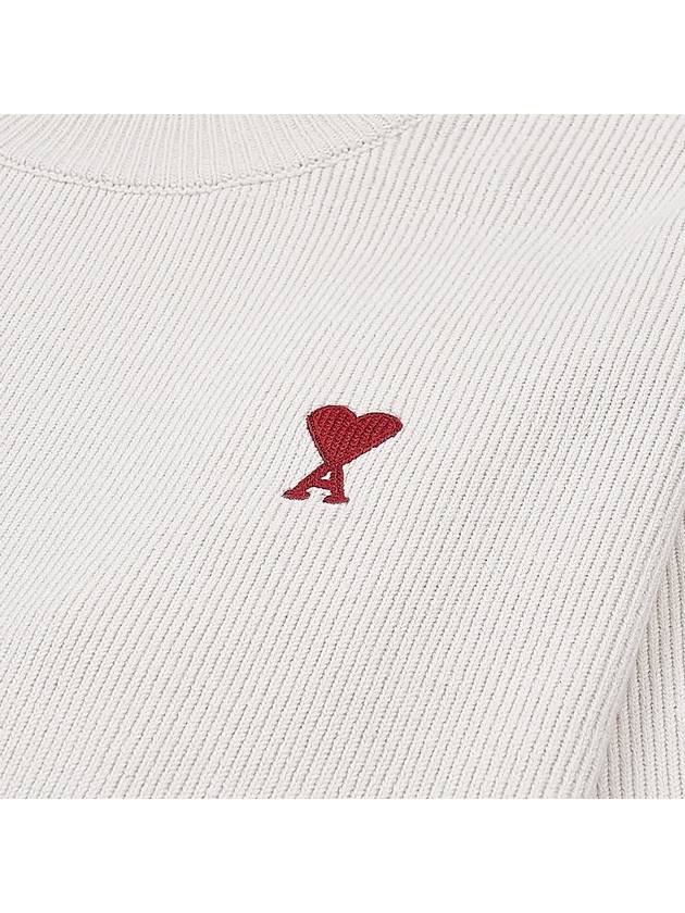 Red ADC Chain Stitch Heart Logo Knit Top Ivory - AMI - BALAAN 5