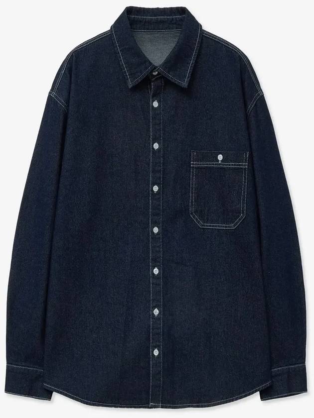 Overfit washed denim shirt dark indigo - BLONDNINE - BALAAN 5