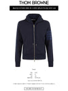 Men's Diagonal Armband Loopback Relaxed Fit Zip Up Hoodie Navy - THOM BROWNE - BALAAN 3