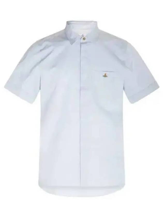 Men's Logo Classic Short Sleeve Shirt Light Blue - VIVIENNE WESTWOOD - BALAAN 2