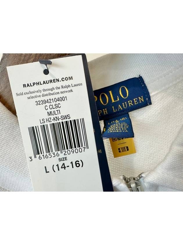 Kids Zipper Sprite Long Sleeve Top 323942104001 White Girls L 14 16Y - POLO RALPH LAUREN - BALAAN 7