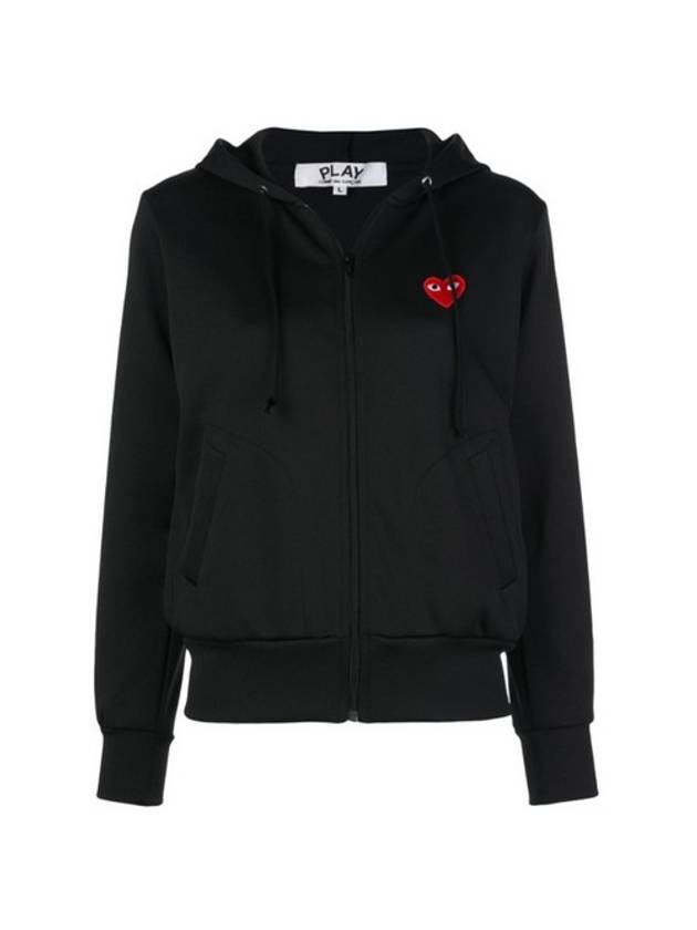 Women's Red Waffen Zip Up Hoodie Black - COMME DES GARCONS PLAY - BALAAN 1