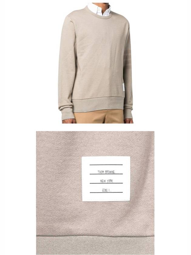 Classic Loopback Tonal 4 Bar Crewneck Knit Top Beige - THOM BROWNE - BALAAN 6