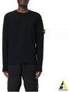 Compass Badge Crewneck Virgin Wool Knit Top Black - STONE ISLAND - BALAAN 2