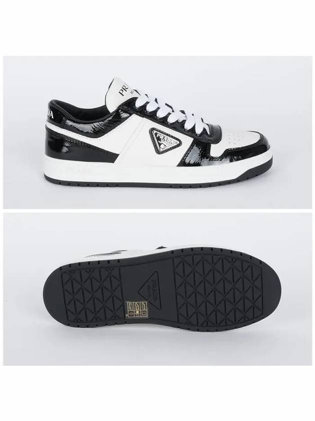 Downtown Leather Low Top Sneakers Black White - PRADA - BALAAN 5