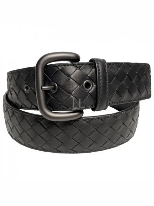 Men's Intrecciato Weaving Leather Belt Black - BOTTEGA VENETA - BALAAN 2