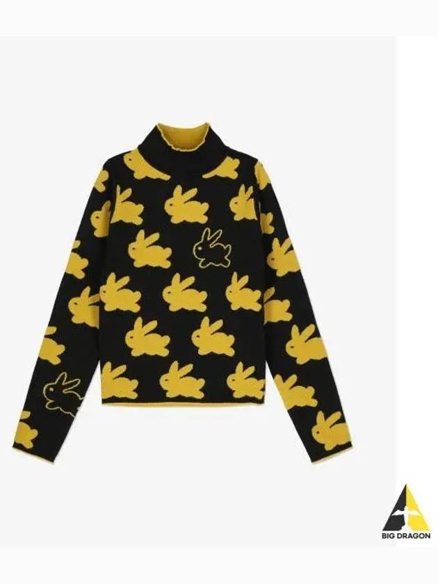 J W ANDERSON Bunny Jacquard High Neck Knit Black Yellow KW1032YN0269897 - JW ANDERSON - BALAAN 1