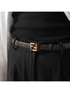 FF Square Stud Buckle Leather Belt Brown - FENDI - BALAAN 8