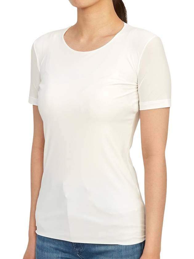 Crew Neck Plain Slim Polyamide Short Sleeve T-shirt White - JIL SANDER - BALAAN 3